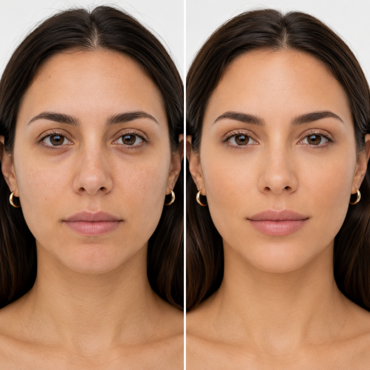 Antes e depois de harmonização facial