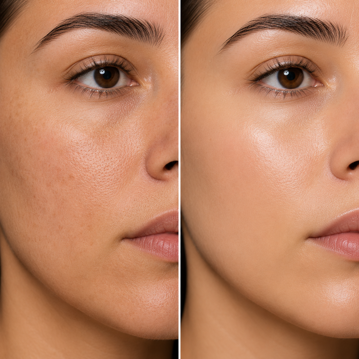 Antes e depois de protocolo de skincare
